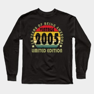 18 yr Bday 2005 18th Son Boy Gifts For 18 Year Old Birthday Long Sleeve T-Shirt